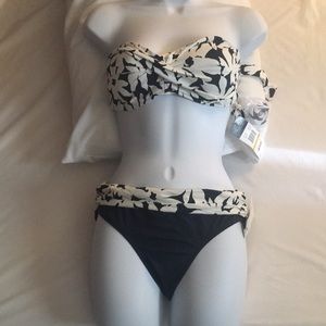 NWT Anne Cole Navy Blue and White Bikini